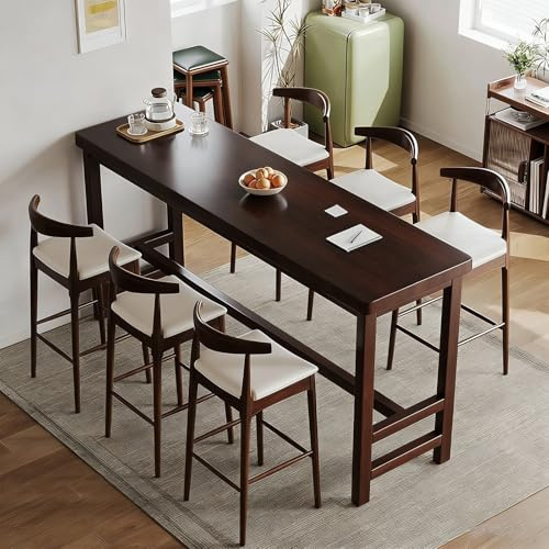 Rektangulära Bartabeller, Modern Mat- och Köksbord Mellan Århundradet, Tjocklek på Massivt Trä Bordplatta 5cm, Barhöjd Bord, För Hemkontor Arbetsplats(Black,120x40x105cm/47x16x41in)
