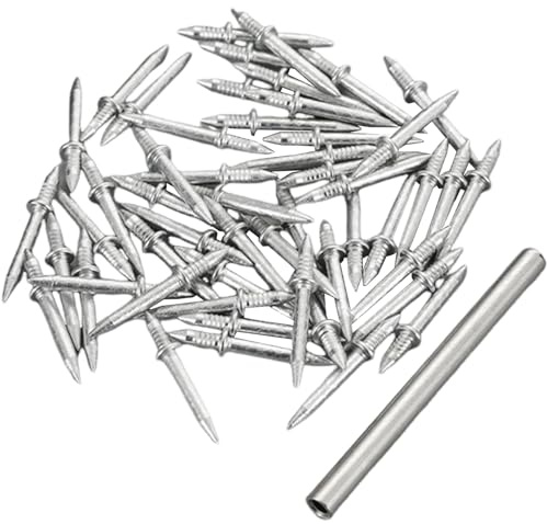 Double Headed Skirting Nails, 50PCS Invisible Seamless Double Headed Nails, Carbon Steel Baseboard Tacks with Specific Sleeve Tool.