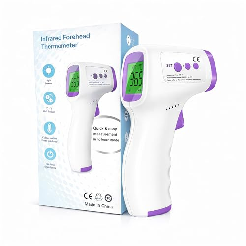 Boulton Forehead Thermometer for Adults Kids – Digital Baby Thermometers Body – No Contact Accurate Reading Touch Infrared LCD Display – Temperature Thermometer Room Surface and Body Mode
