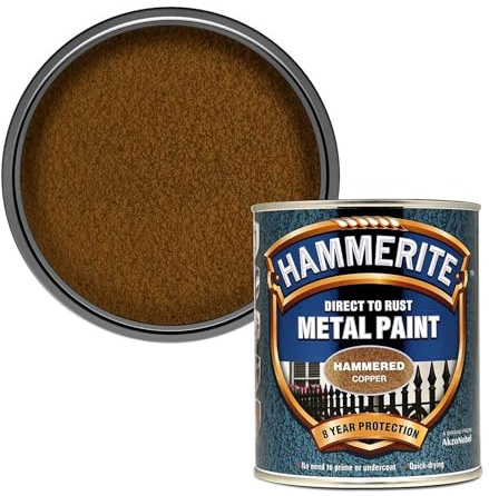 Hammerite Direct to Rust Hammered Metal Paint, Multi-Surface Interior & Exterior Paint, Primer Undercoat & Topcoat in One, Protective Finish for Railings, 750ml (Copper, 1 Set Of Tin)