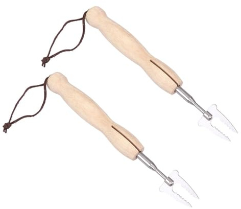 GARIOUANS Teleskop Grillgabel mit Gourd Förmigem Holzgriff Ausziehbar Rostfreier Edelstahl Hitzebeständig für Outdoor Küche und Grillzubehör