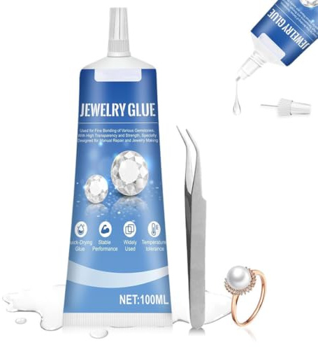 UZEXYA Colla Trasparente per Gioielli e Bigiotteria, Adatta per Strass su Tessuti, Ideale per Produzione e Riparazione di Gioielli – 100 ml