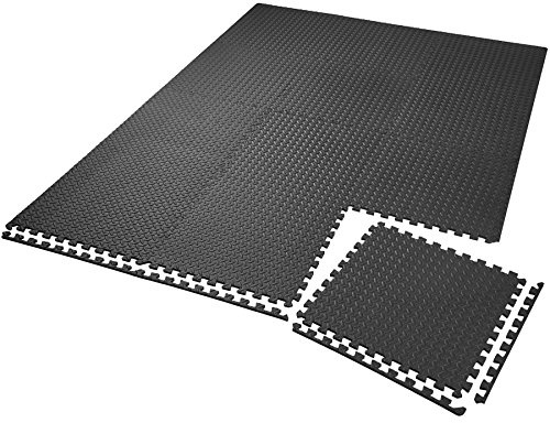 tectake Bodenschutzmatte, Puzzle Matte für den Boden, Schutzmatten für Fitness Übungen, Fitnessgeräte, als Fallschutzmatten indoor, Belag für Garagenboden, dicke Puzzlematten 61cm x 61cm