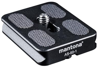 Mantona AS-50-1 Schnellwechselplatte Arca-Swiss kompatibel 50 x 38 mm Aluminium mit 1/4 Schraube Gummipuffern