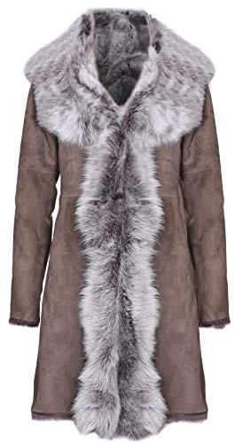 Infnity Leather Damen Taupe Damen Echt Toscana Schaffell Leder Wildleder Jacke Trenchcoat M