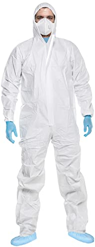 ACE CoverX Tuta da lavoro con cappuccio - tuta protettiva monouso per il lavoro - contro sostanze chimiche e particelle - bianco - XL
