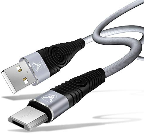 iSOUL Micro USB Cable [Heavy Duty] Nylon Braided Data Sync Fast Charger Charging Cable Lead Cord Compatible with Samsung, Nexus, Huawei, Sony, Android Smartphone, LG, HTC, PS4 and More (1m, Grey)
