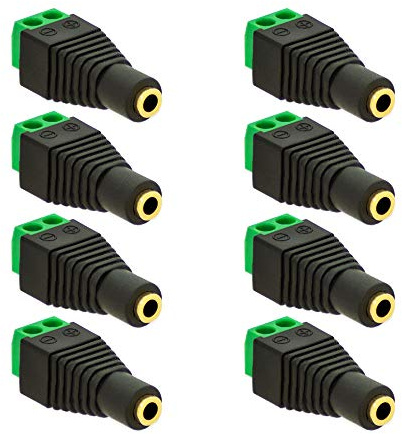 8X Klinken Buchse 3,5mm Adapter > Terminal Block 2-Pin Schraub Klemmen Vergoldet