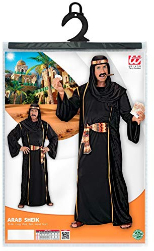 W WIDMANN MILANO Party Fashion - Kostüm Arabischer Scheich | Mit Robe, langer Weste, Gürtel und Kopftuch, Orientkostüm für Karneval, Mottopartys