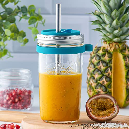Kilner Smoothie-Set 500 ml, Einmachglas, Edelstahlstrohhalm, handgemacht | für Shakes und Säfte, mit Schraubdeckel, wiederverwendbar, hochwertiges Borosilikatglas, praktisch