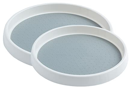 Whitejianpeak Drehteller für Gewürze, Gewürze, Küche, 2 Größen, runde Platte (25 cm & 30 cm), drehbarer Kunststoffsockel für den Schrank, für Wohnzimmer/Esszimmer, 2 Stück