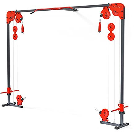 K-Sport: Oberer & Unterer Cable Cross Kabelzug I Seil-Crossover-Maschine mit Klimmzugstange I olympisches Multi-Fitnessgerät für Zuhause, inkl. E-Book