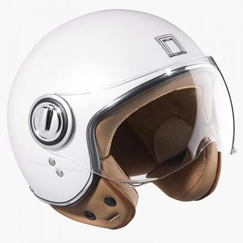 Trendiger Jethelm für den Roller - Fashionhelm für den Roller - Rollerhelm - Schnorchelhelm - Glanz weiß M