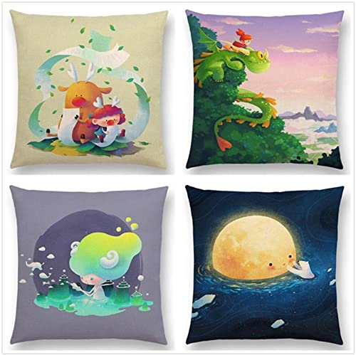 Tinnoon Kissenbezug 35x35cm 4er SetBoho Wohnzimmer Outdoor Deko, Schlafzimmer Zimmer Dekor Kissenhülle Kissenbezüge mit Verstecktem Reißverschluss, Couchkissen, Sofakissen Weinachten Sternentier