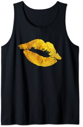 Lippenstift Kiss T-Shirt Make-up 80er Jahre Party Tank Top
