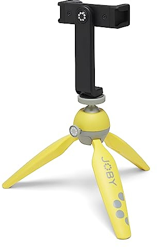 JOBY HandyPod 2 Kit, Tischstativ mit GripTight 360 Telefonhalterung und Pin Joint Halterung, Telefonstativ für Smartphones, Actionkameras und Spiegellose Kameras bis zu 1.0Kg, Gelb