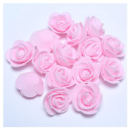SHTGOI 500 Stück PE Schaumrosen 3.5cm Mini Künstliche Rosenköpfe Foamrosen Kunstrosen Kunstblumen Gefälschte Rosenstrauß für DIY Rosen Bär Valentinstag Hochzeit Party Home Dekoration Hellrosa