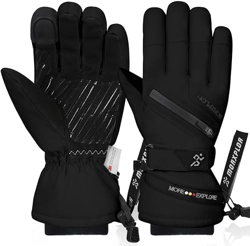 MORXPLOR Winter-Skihandschuhe für Herren und Damen, wasserdicht, winddicht, Touchscreen-Handschuhe, Snowboard-Handschuhe, 3M Thinsulate, isoliert, warm, Winter-Schneemobil-Handschuh