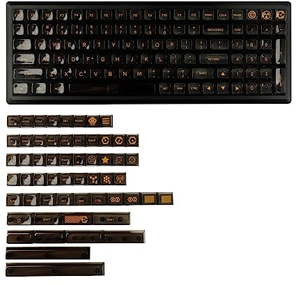 YMDK 155 Crystal Backlit Keycaps Black Virtual War MDA Profil Shine Through PC for MX Mechanical Keyboard 96 87 84 80 75 68 64 Split