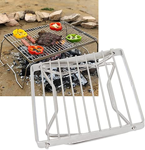 MINGZHE Camping Cooking Grate Folding Campfire Grill Stainless Steel Grid Shaped Camping Grill Grate Picnic QQB Grate for Outdoor