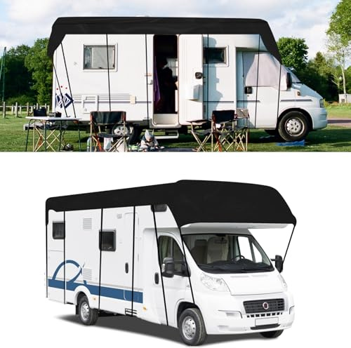 MoguGo Wohnwagen Schutzhülle, Wohnmobil Schutzdach 210D Dachschutzplane Abdeckung Abdeckplane Wasserdicht Wohnmobilabdeckungen (5 x 3 m (197 x 118,11))