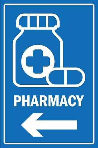 Pharmacy, arrow pointing left, informational sign - 1mm flexible Plastic sign (200mm x 150mm)