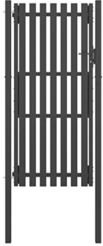 vidaXL Garden Fence Gate in Anthracite - Heavy-Duty Steel Construction, Powder-Coated for Rust Resistance, Easy Installation, Includes Solid Posts and Sturdy Hinges, 1x2.5 Meter Length, Modern Design