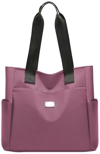URAQT Nylon Shoulder Bag for Women, Multi-Pocket Tote Bag with Zipper, Waterproof Casual Tote Bags Lightweight Nylon Hobo Bag, Large Capacity Handbag for School Shopping Travel Work Daily Use