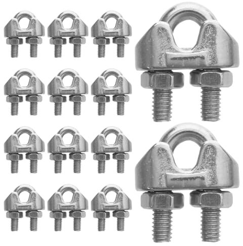 20St Kabelklemme Drahtklemme Drahtseilbefestigungen Kabelclip Seilklemme aus rostfreiem Draht Befestigung für Drahtseil Metall Rostfreier Stahl Verschluss Fingerhut Seilclip