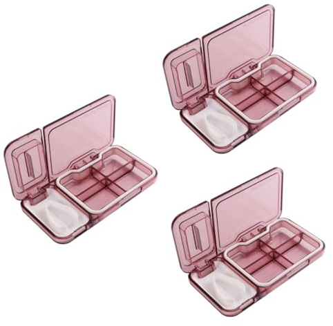 Gatuida 3Er-Box Pillentrenner Tablettenteiler aus Kunststoff Medikamentensplitter Medizinbrecher Medikamententeiler Tablettenaufbewahrungshalter Haushalt Pillendose Abgabe Spender Stk rot