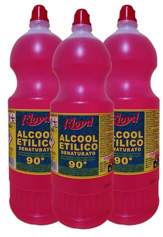 Hermes Shop - 3 Litri Alcool Etilico Denaturato 90 gradi - Disinfettante Spirito Puro - (3 Bottiglie da 1 litro)