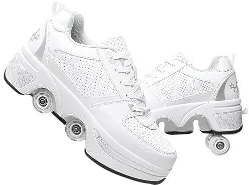 Schuhe mit Rollen für Mädchen und Damen, Kinder Rollschuhe, Verstellbar Roller Skates Shoes für den Außenbereich, Rolschaats und Sneakers 2 in 1