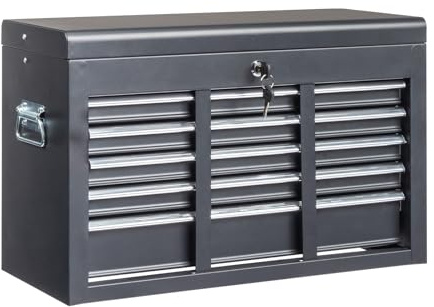 Vasitelan Portable Tool Box, 5 Drawers & Top Storage Tray Tool Box with Drawers, Lockable Metal Tool Chest Cabinet for Garage, Warehouse, Repair Shop & Home (Black)