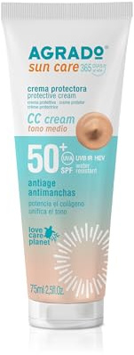 Agrado - Crema viso antimacchia CC SPF50+ | Resistente all'acqua | Formula Vegana | 75ml