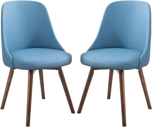 WSHFFILO 2PCS Massivholz, bequemer gepolsterter Tech-Stoff-Freizeitstuhl, Schlafzimmer-Frisierstuhl, Heim-Rückenlehnenstuhl