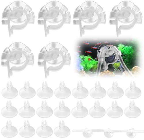26 Stk Aquarium Saugnapf Clips, Aquarium Wasserrohr Halter, Fisch Tank Schlauchhalter, Airline Tube Halter, Saugnapfklammern Clip, Aquarium Schlauchhalter Klemmen für Fische Tank Aquarium ( 2 Formen)