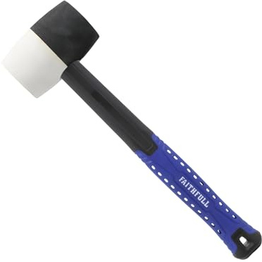 Faithfull FAIRMBWF16 Combination Rubber Mallet - Black/White 16oz Fibreglass Shaft