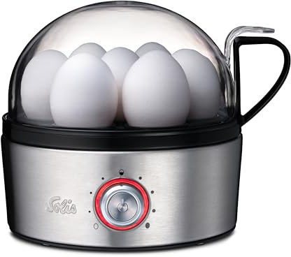 Solis Egg Boiler & More, Eierkocher für 7 Eier, Dampfgarer mit Einsatz, Edelstahl