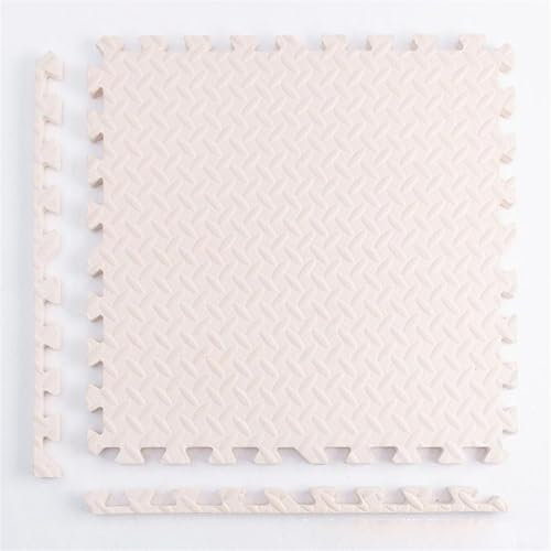 KLYso 12 Stück, 12 X 12 Zoll Teppichoberfläche, Wasserfeste Puzzlematten, Ineinandergreifende Schaumstoff-Teppichmatten Mit Rutschfester Textur, Weiche Schaumstoff-Bodenfliesen(Beige,12x12x0.5in)