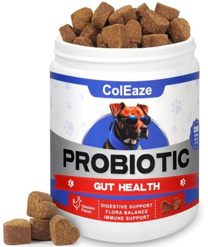 Probiotics for Dogs 200ct Probiotic Chews Supplements with Prebiotics Gut Health, Digestive Enzymes & Pumpkin| All-Natural Ingredients for Skin & Coat Immune Support, for All Ages, Breeds & Sizes