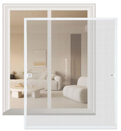 Ollewiellan Fliegengitter Insektenschutz Fenster mit Alurahmen 100 X 120 cm Weiß Mückengitter Fenster mit Rahmen Zuschneidbare,Fliegenschutz Moskitonetz Ohne Bohren und Schrauben