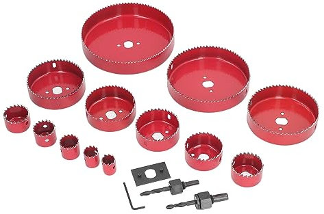 Kit de Sierra Perforadora de Servicio de 17 Piezas con Brocas Bimetálicas para Madera, Metal y Plástico, Completo con Estuche de Transporte