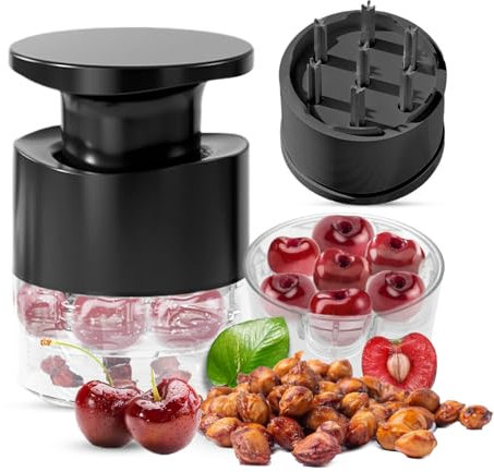 Snocciolatore per ciliegie a 7 fori, strumento per rimuovere i semi di ciliegie, snocciolatore manuale per ciliegie, per marmellata di ciliegie, torte (nero)