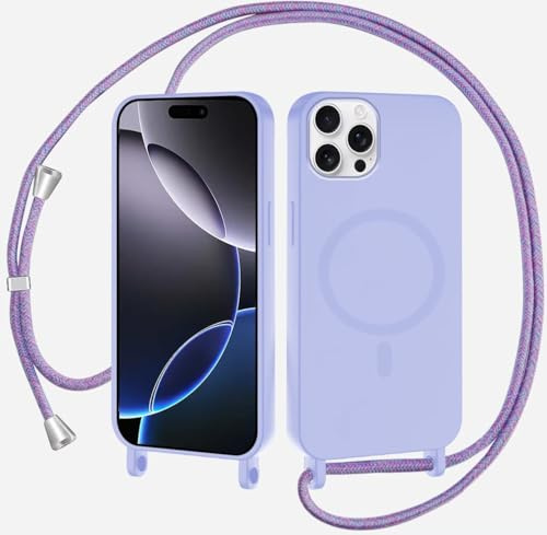xinyunew Handykette Hülle für iPhone 11 Pro (5.8) mit Band Halsband Lanyard (abnehmbar) Handyhülle, Verstellbarer Lanyard.Magnetisch Stoßfest Silikonhülle Wireless Charging kompatibel -Lichtviolett