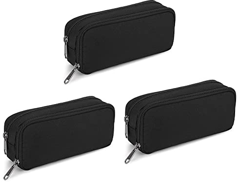 Reinscer 3X Stift Federmäppchen mit Großer Kapazität Oxford Aufbewahrung Tasche Marker Stift Etui Einfache Schreibwaren Tasche für Schul und Büro Organizer Schwarz