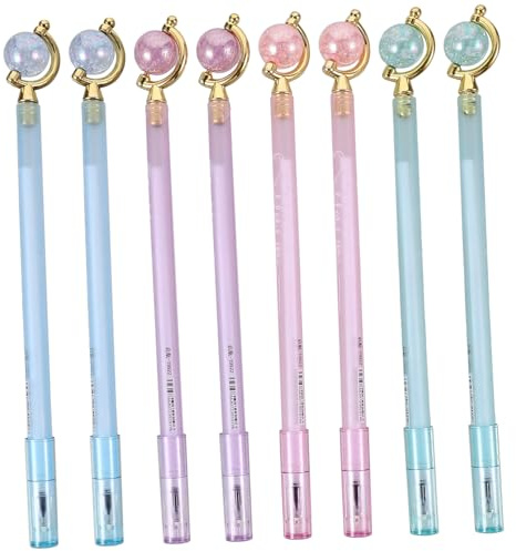 Angoily 8 Bolígrafos de Gel Varios estilos Diseño de Globo Terráqueo Livianos y Cómodos Tinta de Gel Práctica y Estilo Único Varios estilos para Estudiantes, Ideales Escuela Hogar