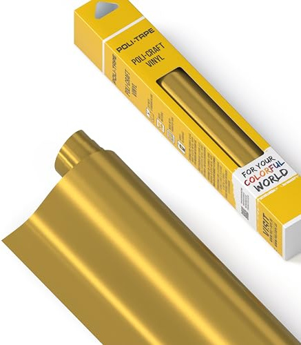 POLI-CRAFT Vinyl Klebefolie (PERMANENT) - selbstklebende Plotterfolie für DIY-Projekte, Gold glänzend, 30,5 cm x 183 cm
