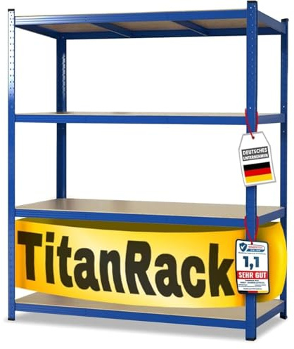 etm Weitspannregal 160 x 150 x 80 cm - mit Traglast bis zu 1500 kg, verwendbar als Schwerlastregal,Lagerregal,Kellerregal,Steckregal, Blau