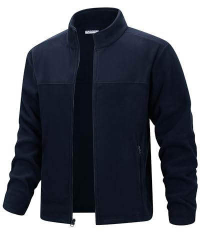 33,000ft Herren Fleecejacke leicht Strickjacke Übergangsjacke Outdoor Fleecejacken Warm Winterjacke für Wandern Freizeit Trekking Dunkelblau M