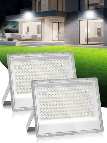Projecteur LED Exterieur 150W 2 Pièces,15000LM Super Lumineux Spot LED Extérieur,6500K Blanc Froid Spot Extérieur Puissant,IP66 Étanche Eclairage Exterieur pour Jardin, Terrasse, Garage, Terrasse